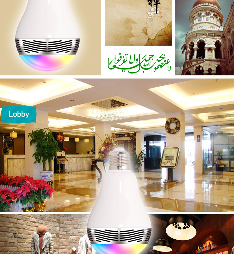 E27 3W Bluetooth Smart LED Light Bulb with Speaker for Home Office-16