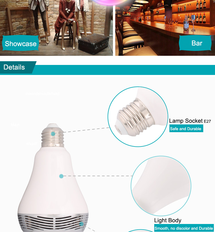 E27 3W Bluetooth Smart LED Light Bulb with Speaker for Home Office-17