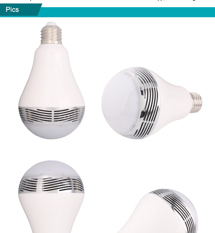 E27 3W Bluetooth Smart LED Light Bulb with Speaker for Home Office-19