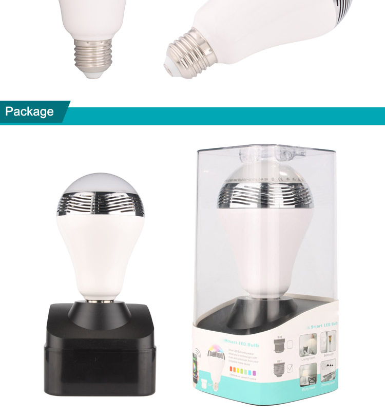 E27 3W Bluetooth Smart LED Light Bulb with Speaker for Home Office-20