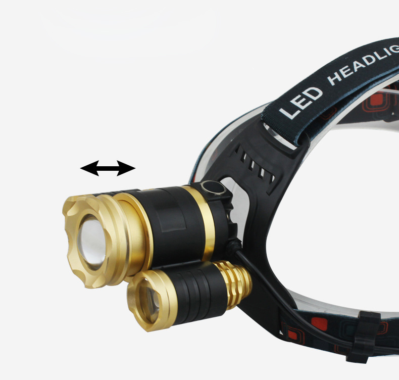 RJ-3000 Headlamp Outdoor Headlight Waterproof T6 Beads Head Torch Hunting Flashlight with Charger