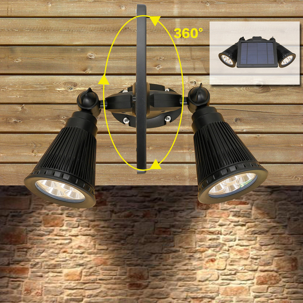 Outdoor Solar Powered Rotatable Dual Lamp Heads Light Security Light-Sensing Wall Lamp IP44 Waterproof-1