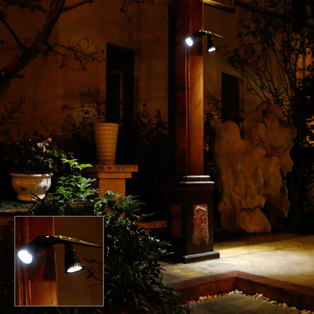 Outdoor Solar Powered Rotatable Dual Lamp Heads Light Security Light-Sensing Wall Lamp IP44 Waterproof-12