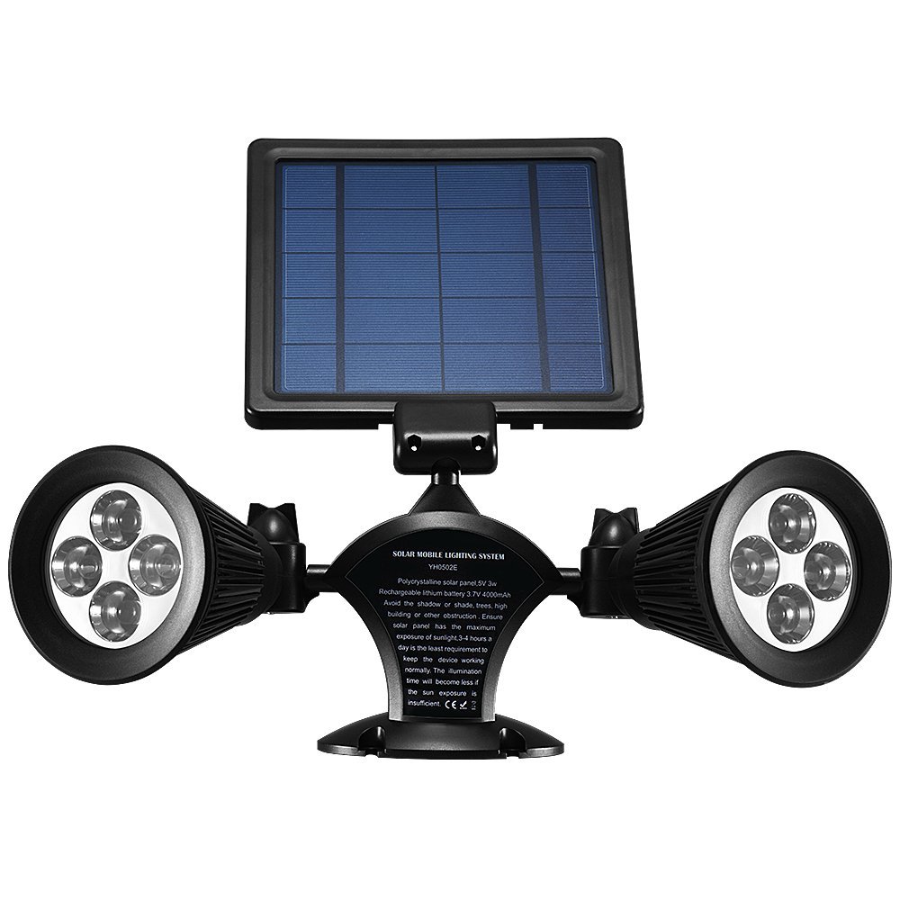 Outdoor Solar Powered Rotatable Dual Lamp Heads Light Security Light-Sensing Wall Lamp IP44 Waterproof-10