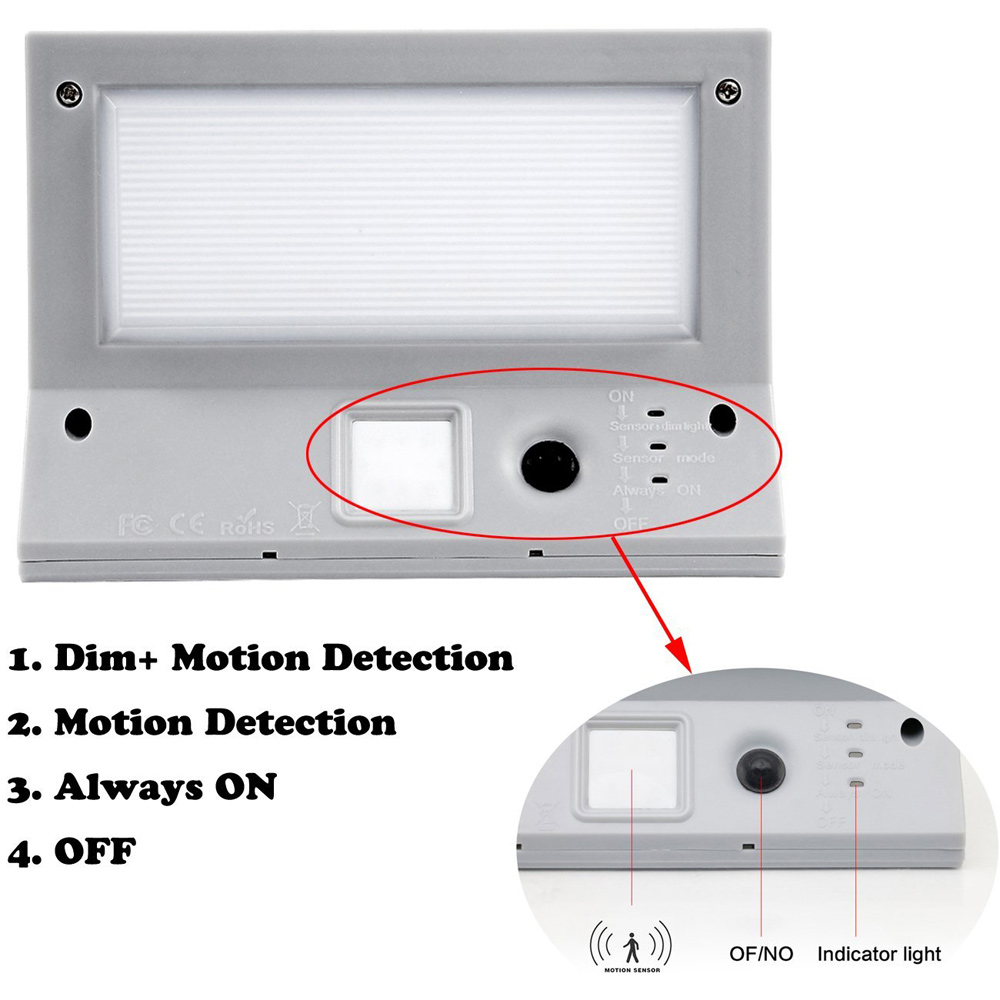 Stainless Steel Solar Light 21-LED Outdoor Motion Sensor Light IP44 Waterproof 6400K-4