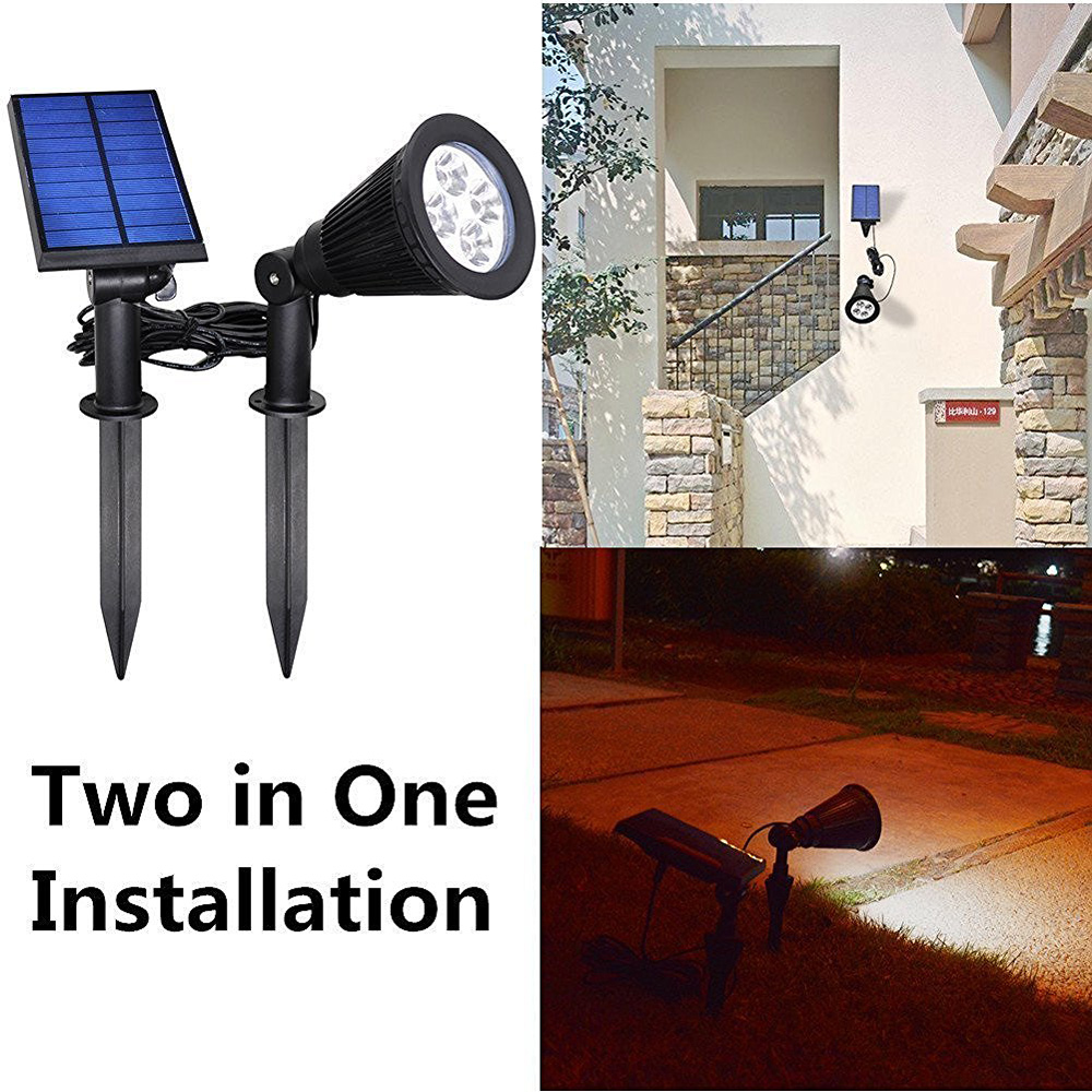 Solar Powered Rotatable Garden Lawn Waterproof Light Light-Sensing Security Lamp 2 in 1 Installation-1