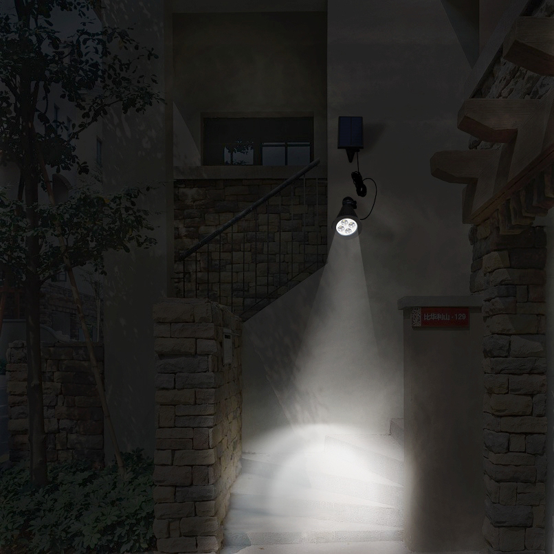 Solar Powered Rotatable Garden Lawn Waterproof Light Light-Sensing Security Lamp 2 in 1 Installation-6