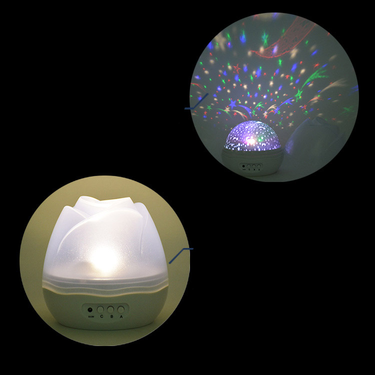 Mini Proiettore Luce a 360 Gradi Night Light Rights 8 Modi Lampada di Illuminazione Con Stella & Pattern Lunare - Blu