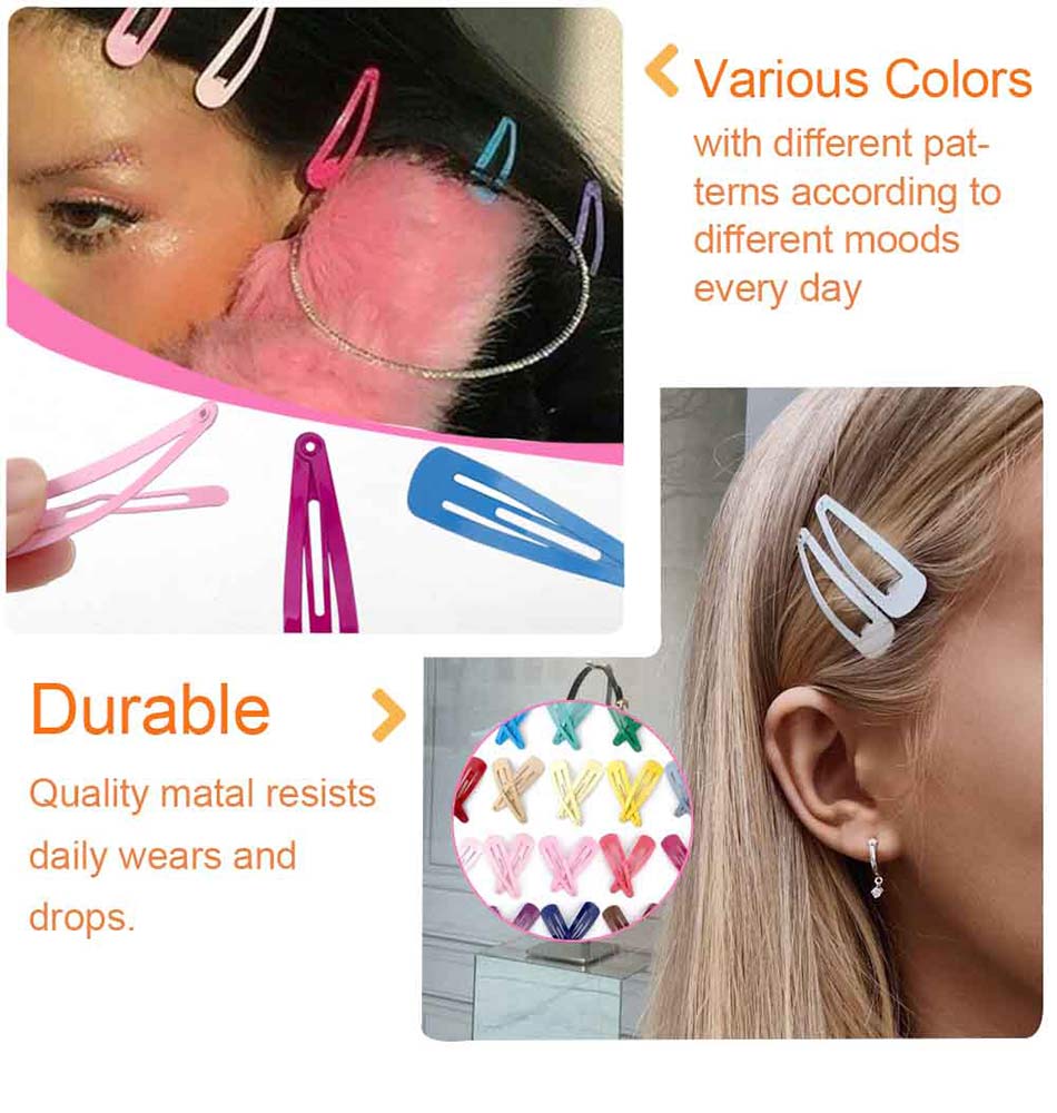 034 40pcs / Set Metal Snap Peink Clips Antideslizante Lindo Clip De Pelo Kawaii Cabello Cabello Accesorios Para Niñas Niños Niños Pequeños - Multicolor