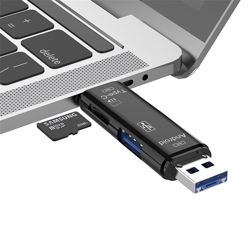 5 in 1 Adattatore di Schede TF Micro USB Type-C Micro USB OTG - Nero