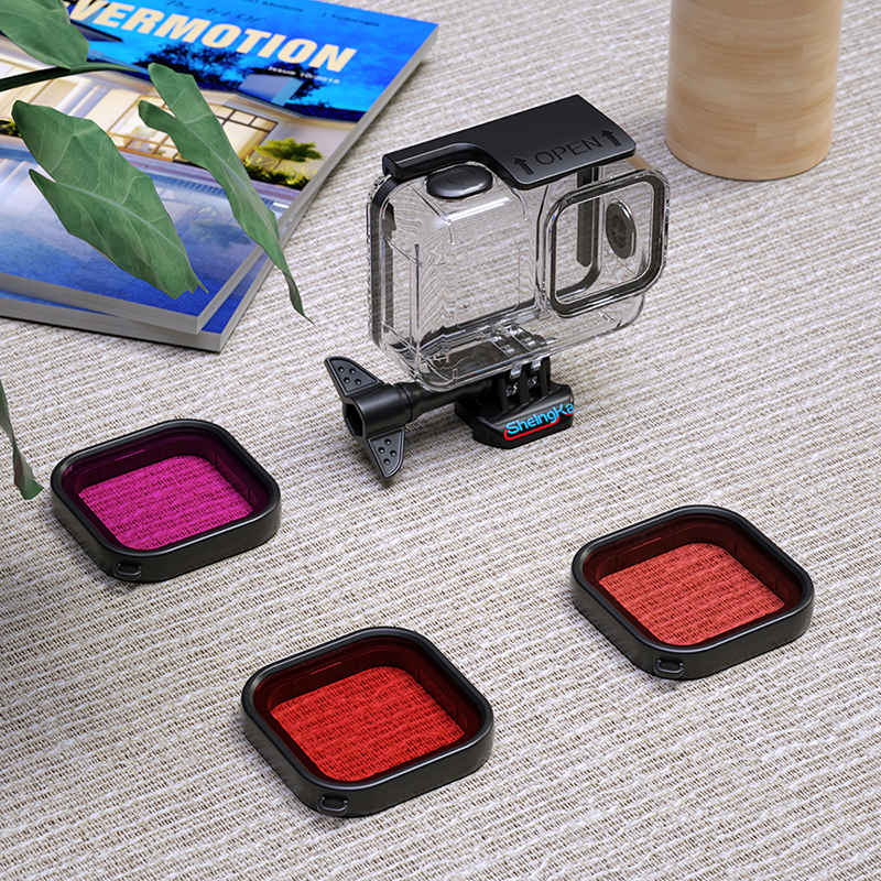 Sheingka Para Gopro Hero 8 Diving Filtro Profundo Impermeable Profundo - Rojo