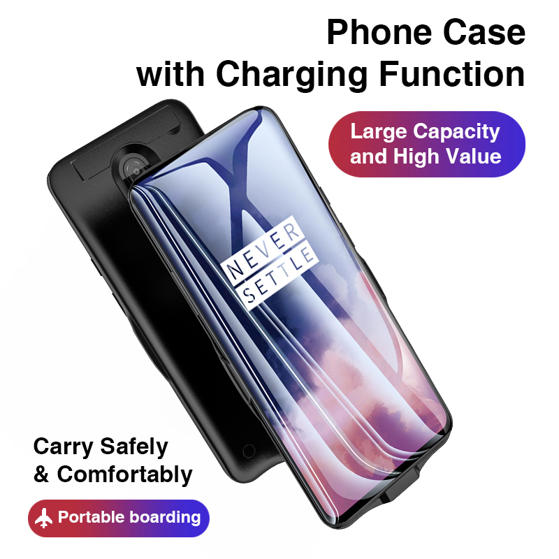 5500mAh Phone Battery Charger Case Para Oneplus 7T Pro - Preto