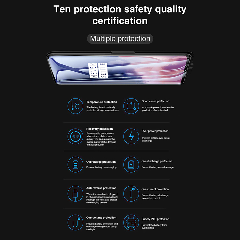 Case de Cargador de Batería de Teléfono de 5500 Mah Para Oneplus 7T Pro - Azul