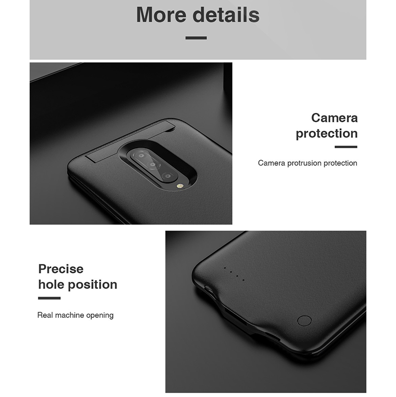 5500mAh Phone Battery Charger Case Para Oneplus 7T Pro - Preto