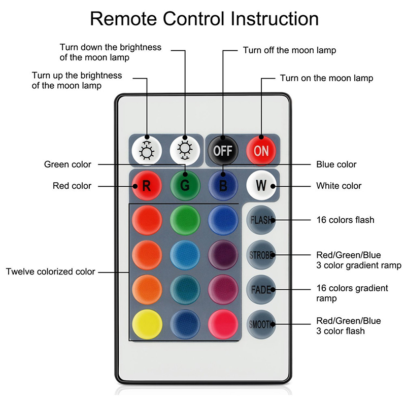 Lámpara De Luna De La Luz De La Luz De La Luz De La Luz LED 3D 16 Colores Pintura Colorida Con El Control Remoto - Diámetro 15 Cm