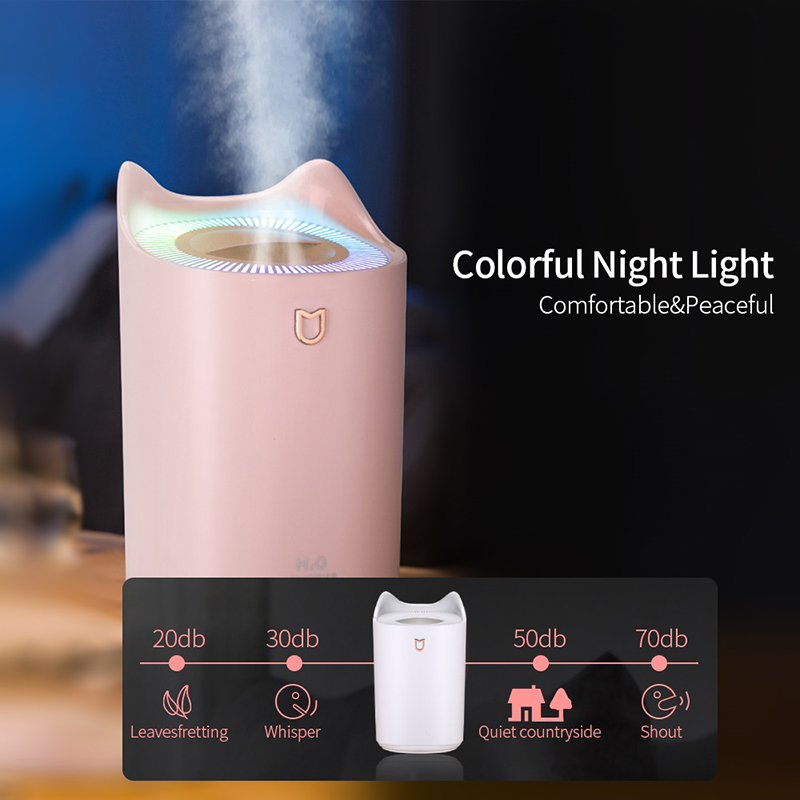 Recargable Coche Casa K7 Doble Boquilla Humidificador USB De Actualización Purificador De Aire Con Capacidad De 3000 Ml Noche La Luz - Blanco