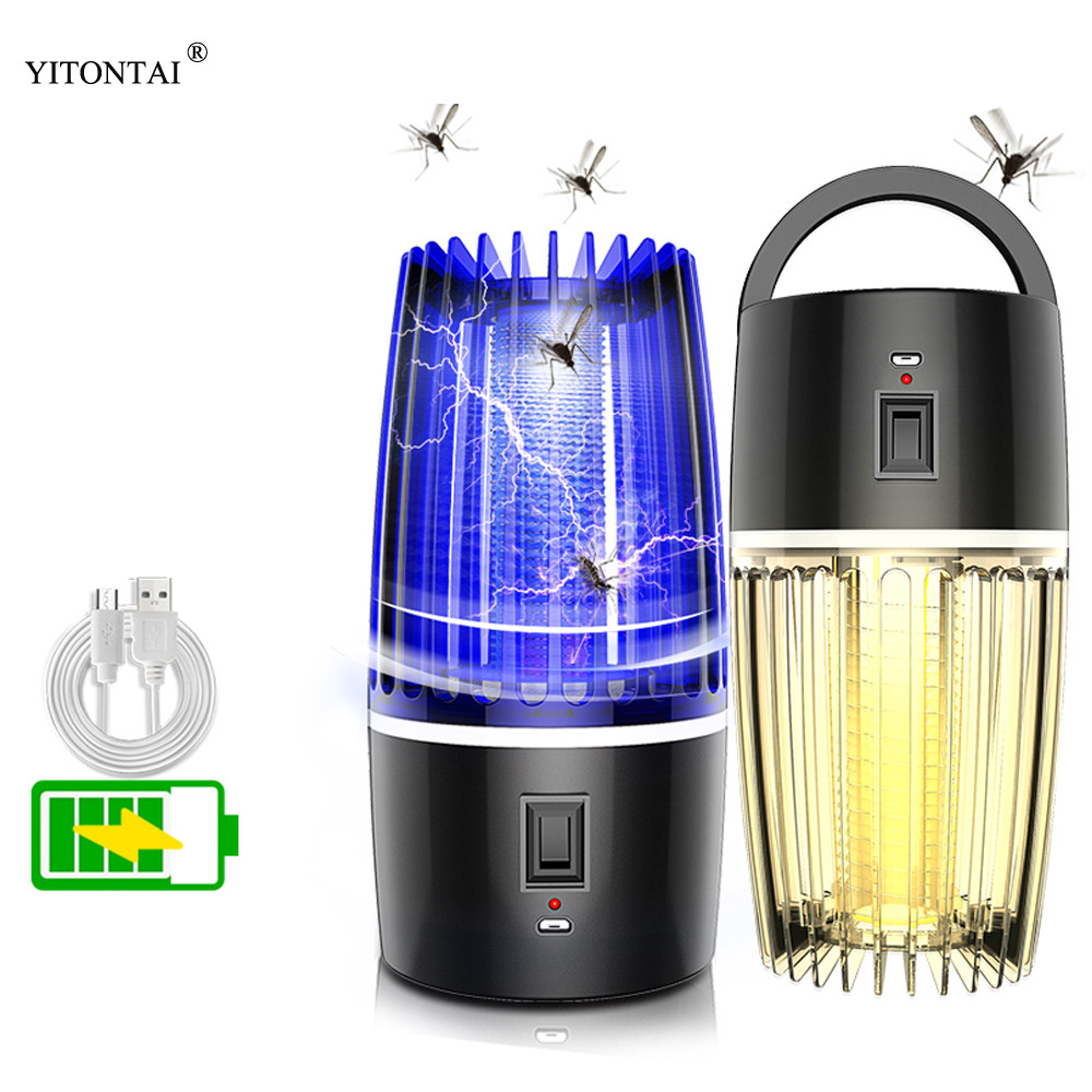 2-in-1 Mosquito Choque Fotocatalizador Lámpara Asesino UV Eléctrica Recargable USB LED Zapper Luz - Plug-in USB