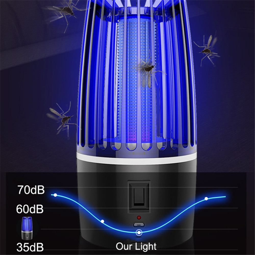 2-in-1 Mosquito Choque Fotocatalizador Lámpara Asesino UV Eléctrica Recargable USB LED Zapper Luz - Plug-in USB