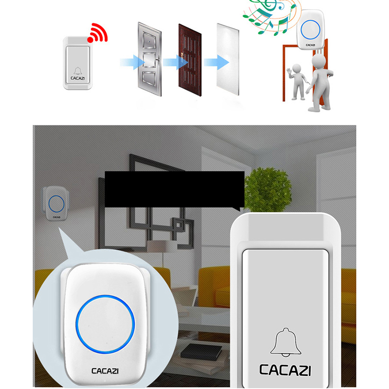 Campanello Wireless Domestico Cacazi Campanello Smart Bell Remoto Campanello Impermeabile - Spina Bianca / UE - BIANCO // Spina UE