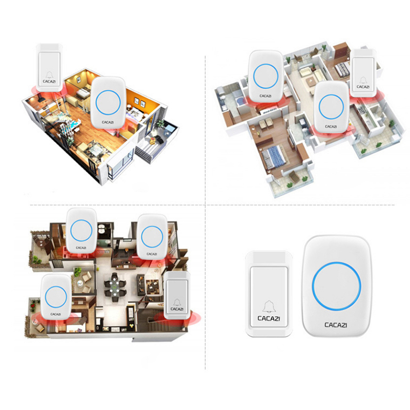 Campanello Wireless Domestico Cacazi Campanello Smart Bell Remoto Campanello Impermeabile - Spina Bianca / UE - BIANCO // Spina UE