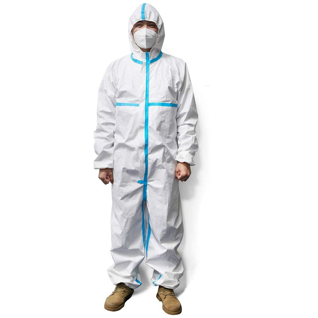 CE/FDA Certified Disposable Tyvek Protective Coveralls with Overlapped