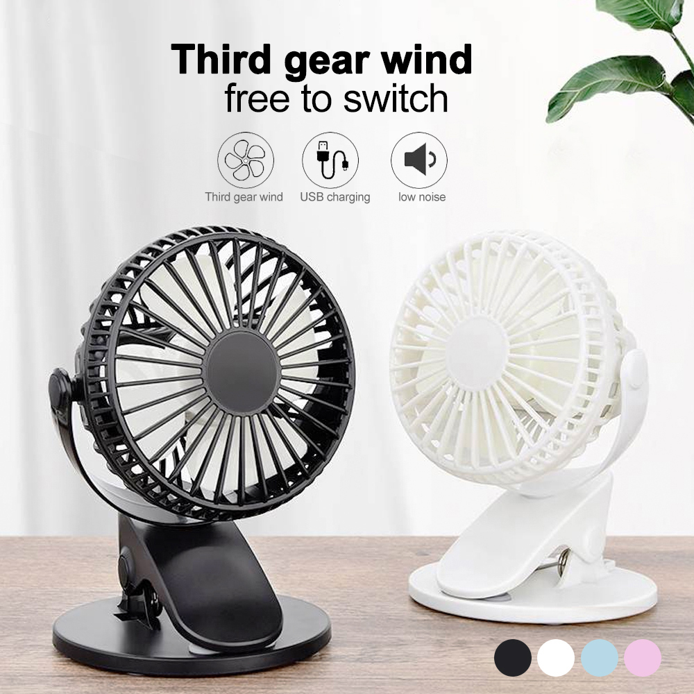 Tragbarer Mini-Kühl-Lüfter-Clip-Fan-Desktop-Lüfter 2-in-1 USB-Wiederaufladbarer Kleiner Lüfter - Schwarz