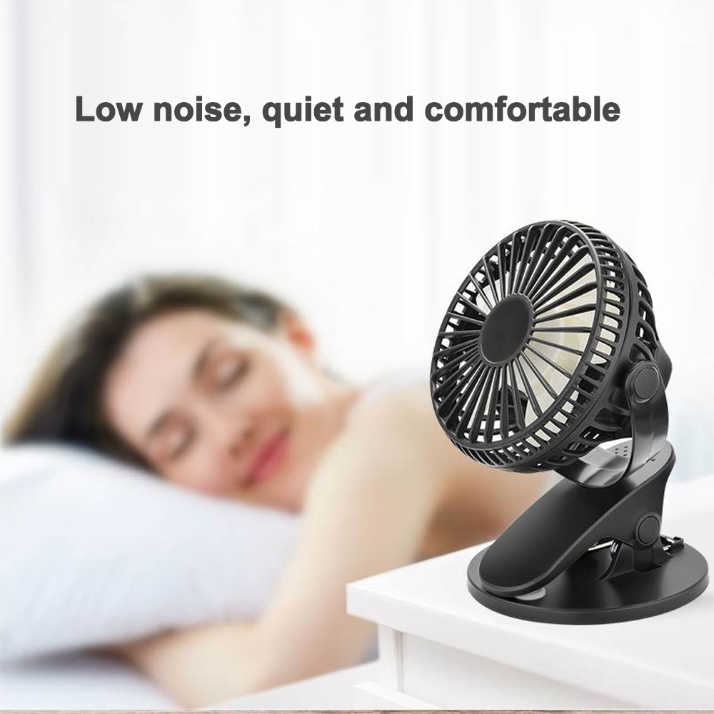 Tragbarer Mini-Kühl-Lüfter-Clip-Fan-Desktop-Lüfter 2-in-1 USB-Wiederaufladbarer Kleiner Lüfter - Schwarz