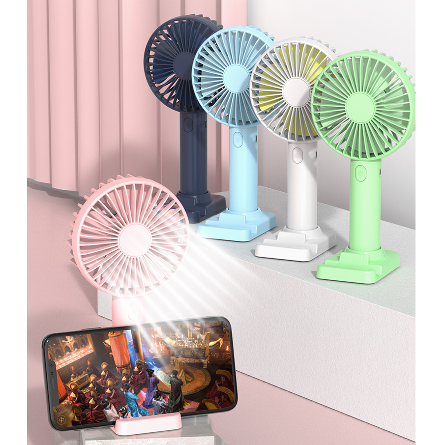 Soporte de Teléfono Móvil de Verano Handheld Mini Fan - Blanco