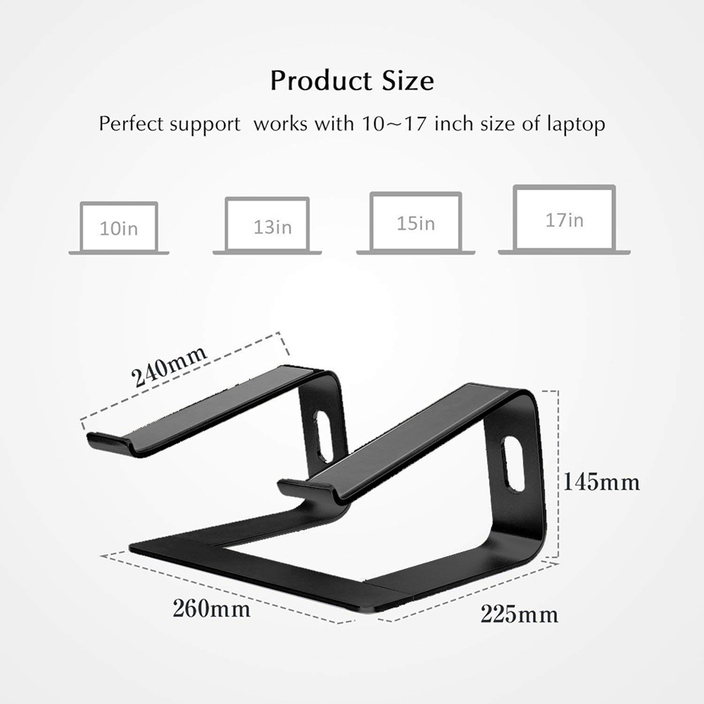 Aluminiumlegierung MacBook Notebook-Halterung-Kühl-Desktop-Halterung - Schwarz