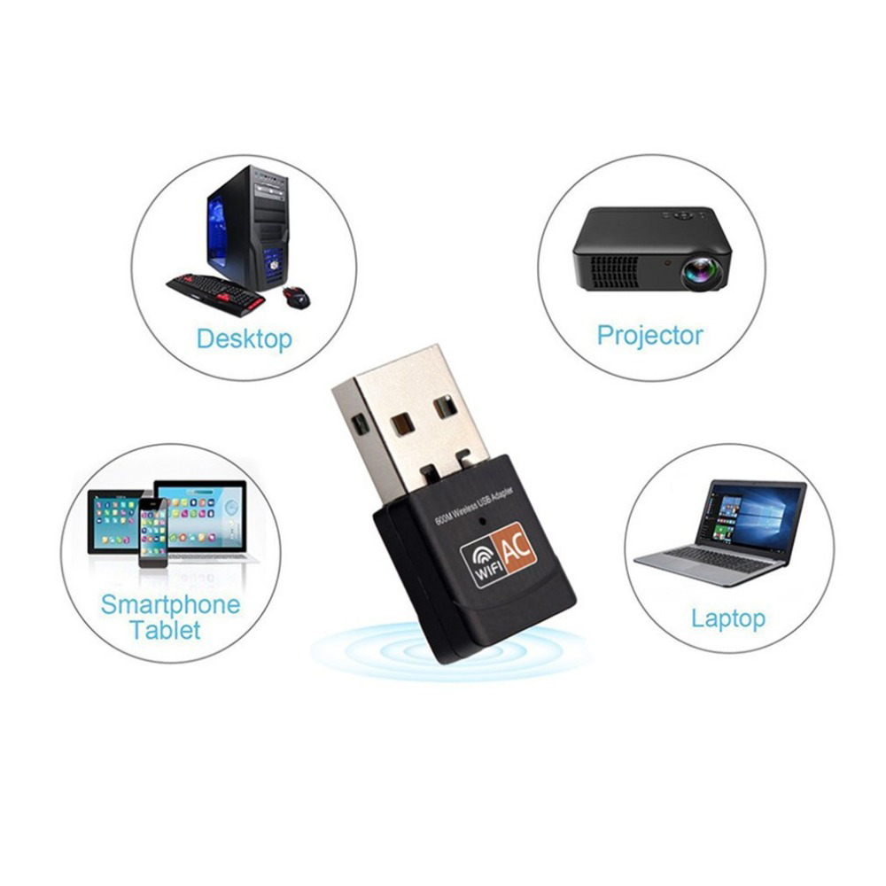 AC 600m à Double Fréquence Mini 5G Carte de Réseau Sans Fil Adaptateur de Réception Wifi USB Externe