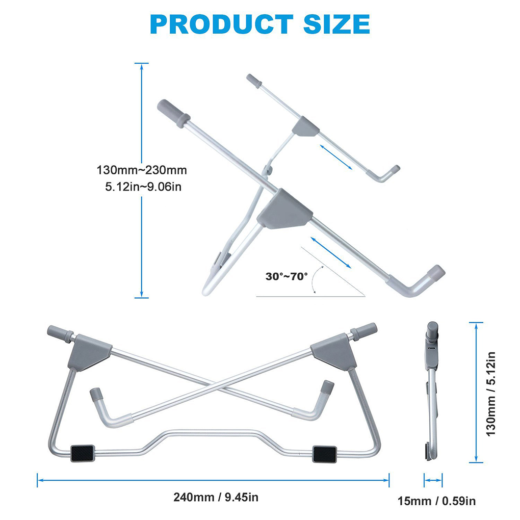 Faltender Tragbarer Laptop-Standhalter-Tablet-Desktop-Stand-Display-Halter Für 10-17 Zoll Laptops Und Tablets - Schwarz