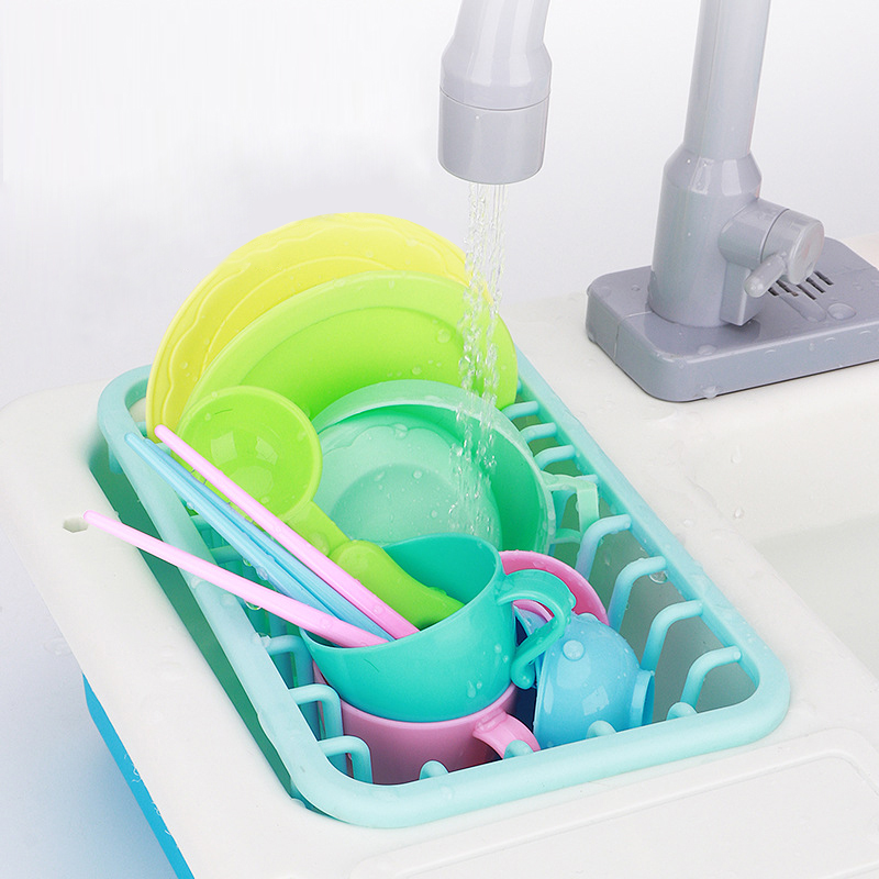 Jouets de Cuisine Lavé Avec un Lave-vaisselle Électrique en Eau Courante - Mode Électrique Amélioré, Bleu