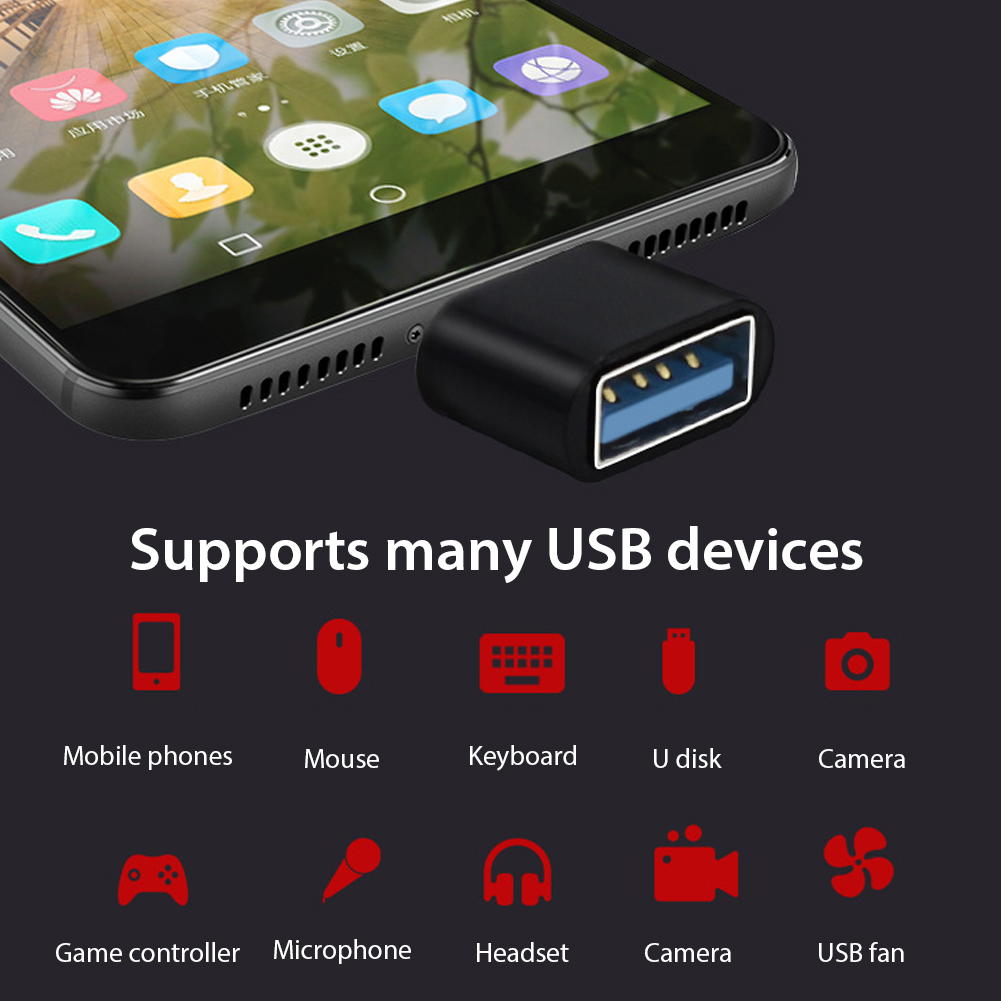 Mini Tipo C USB C Para USB3.0 Adaptador OTG Para Samsung LG Xiaomi Data Sync Smartphone Acessórios - Preto