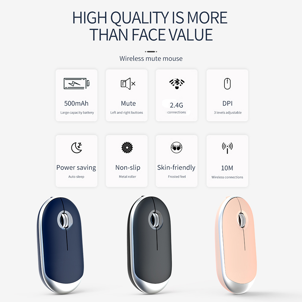 2.4G Mouse Recargable Inalámbrico Slim Slim Silent Bluetooth Bluetooth Mouse - Gris