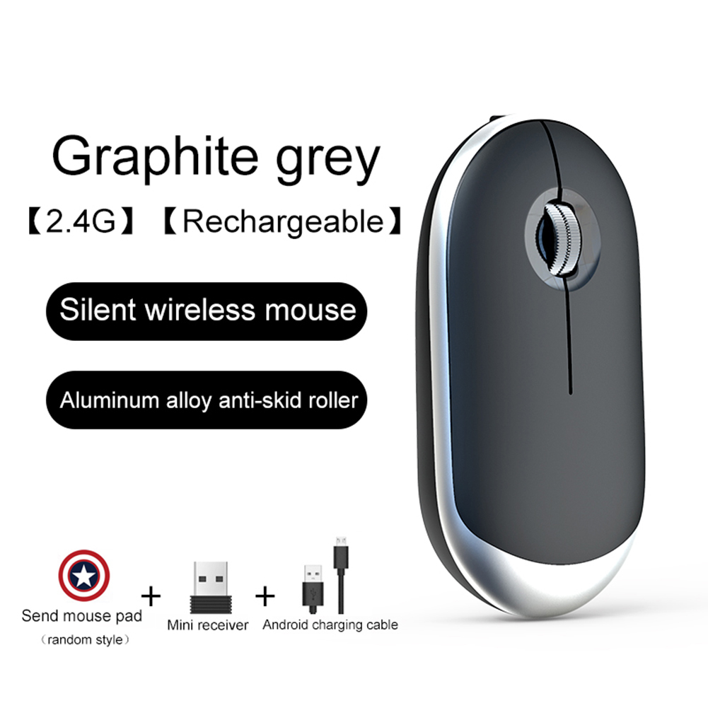 2.4G Mouse Recargable Inalámbrico Slim Slim Silent Bluetooth Bluetooth Mouse - Gris