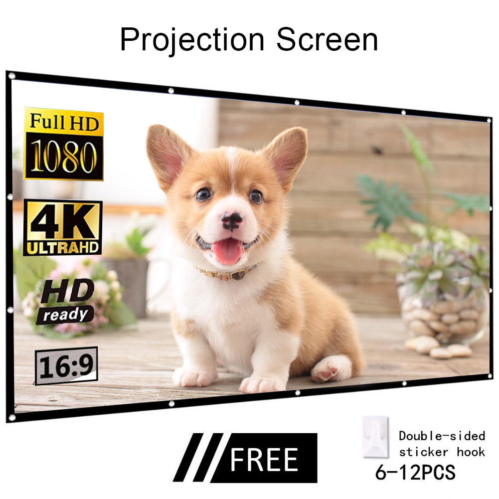 16: 9 Écran de Projecteur HD Plié Écran de Projection Haute Résolution Pour Les Fêtes Home Theatre - 92 Pouces