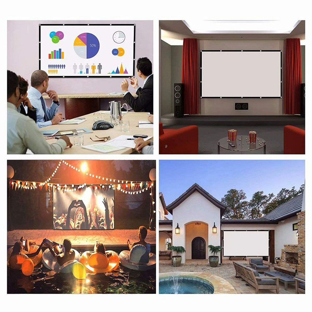 16: 9 Écran de Projecteur HD Plié Écran de Projection Haute Résolution Pour Les Fêtes Home Theatre - 92 Pouces