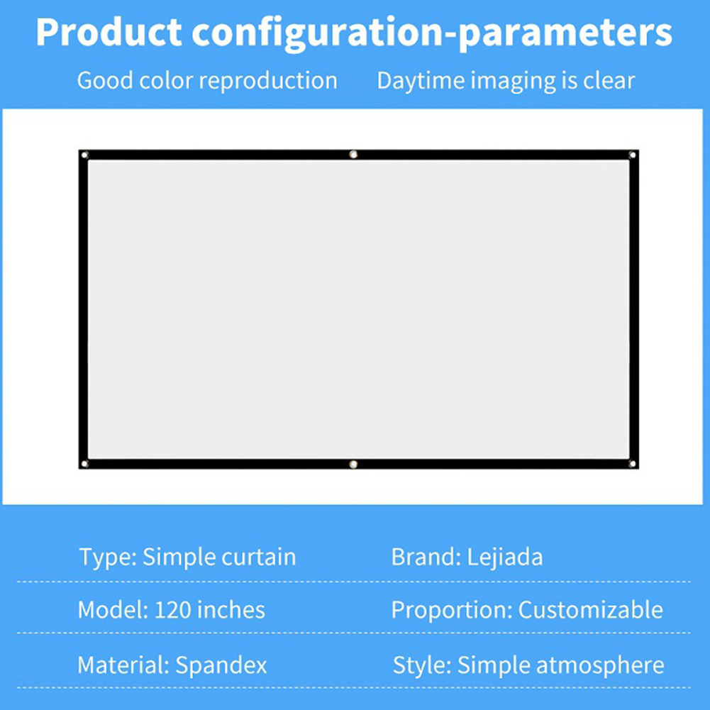 16: 9 Écran de Projecteur HD Plié Écran de Projection Haute Résolution Pour Les Fêtes Home Theatre - 92 Pouces