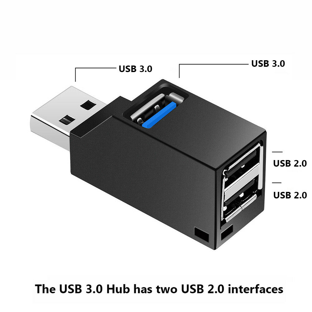 Splitter USB 3.0 HUB (2 USB 2.0 + USB 3.0) 3 Ports Mini Splitter USB Portable Pour Ordinateur Portable Ordinateur Portable Tablette PC - Blanc