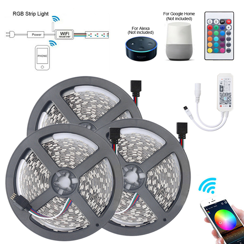 5 M/10m/15 m LED RGB Smart Flex Strip Light Mobile Control Lamp di Controllo Dell'app Mobile - Plug 10m/US