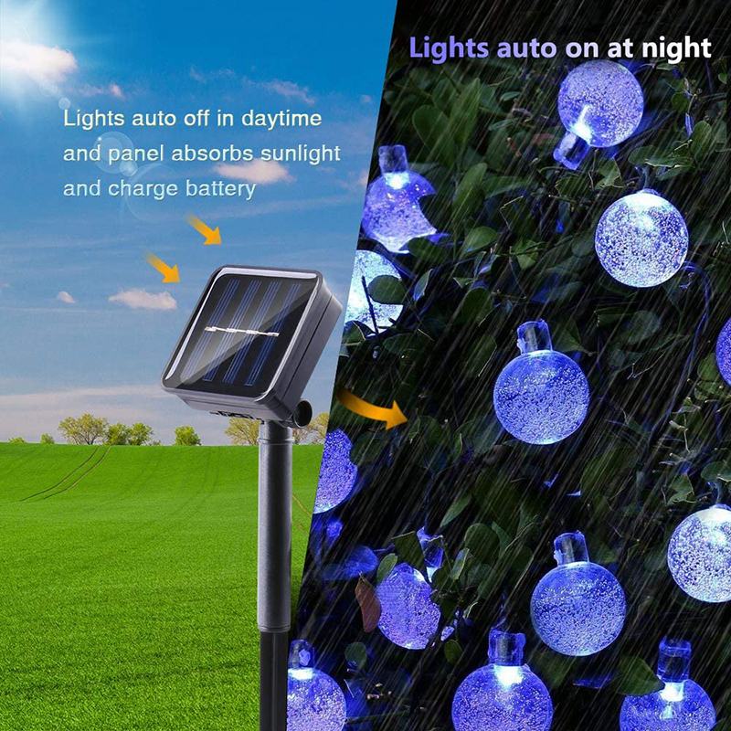 6,5 m a Base di Solare String a 8-led Leggera a 8 Modelli Percorso Giardino Decorazioni da Cortile - Bianca