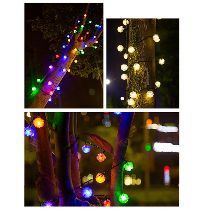 Luces de Cuerda de Bombilla Solar de 20 Led 2 Modos Decoración de la Lámpara de Hadas al Aire Libre - Blanco Cálido