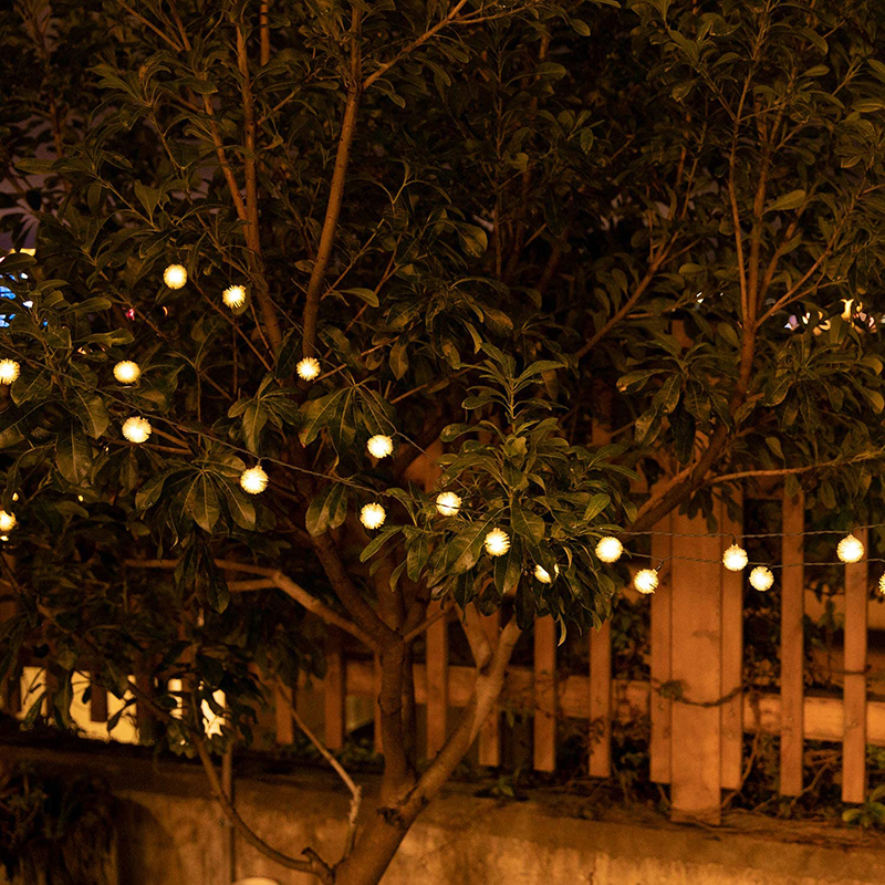 Luces de Cuerda de Bombilla Solar de 20 Led 2 Modos Decoración de la Lámpara de Hadas al Aire Libre - Blanco Cálido