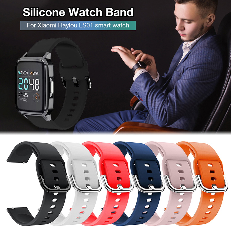 Comodidad Con Soft Silicone Smart Watch Band Smart Pulsera Strap Strap Muñequera Muñeca Banda Para Xiaomi Haylou LS01 - Talla Roja / L