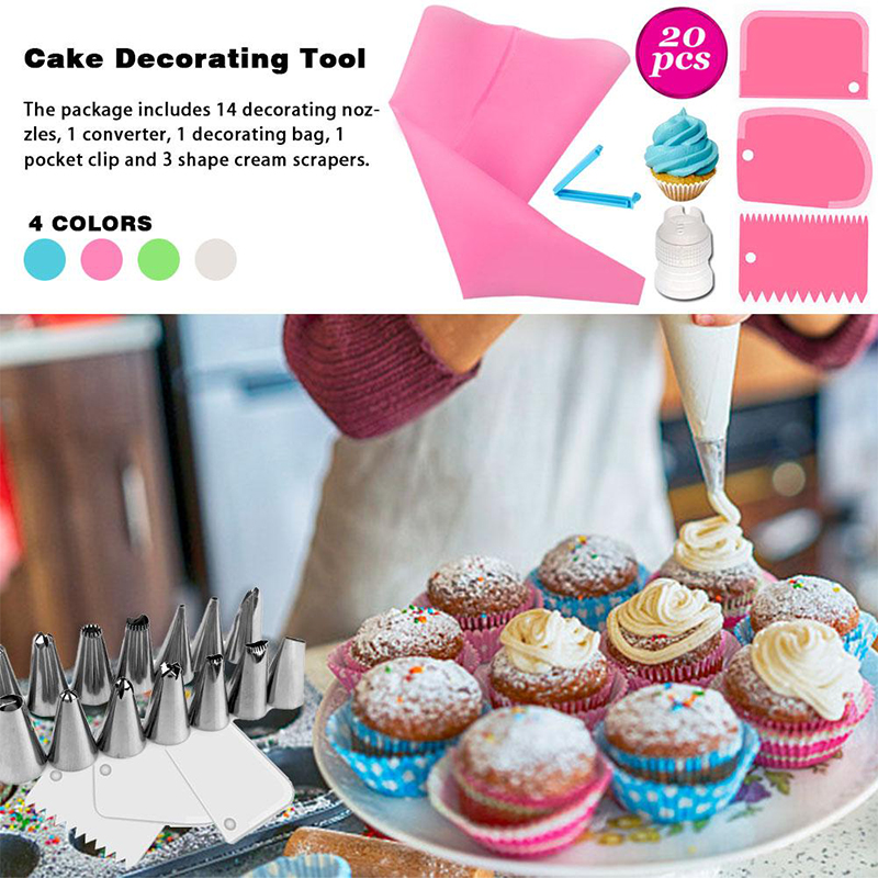 14pcs / Set Cake Decorating Pastry Bag Tips Set Cupcake Cooking DEY UGELLI DI FAI DA TE Kit Utensili Di Glassa - Bianca