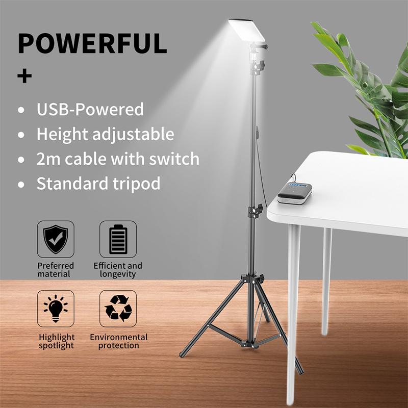 Multifunctional Outdoor Camping Lamp USB Powered Tripod Stand Photography Lamp Stall Work Light