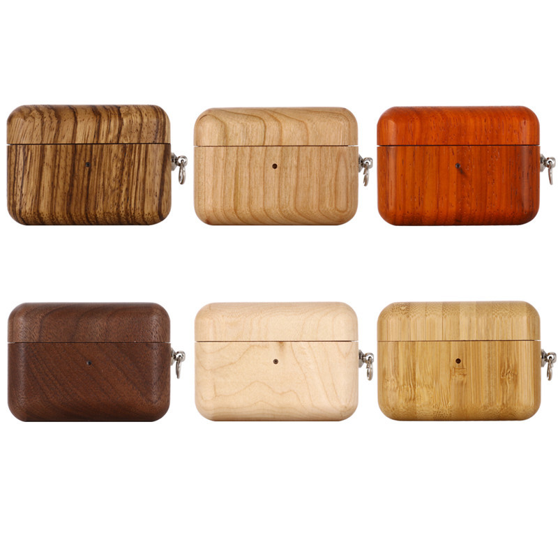 Textura de Madera Color Bluetooth Aurele de Silicona Cubierta Para Apple AirPods Pro - Estilo A