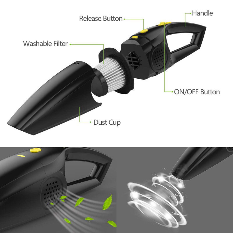 Cordless Car Handheld Vacuum Cleaner USB Rechargeable 2200mAh Battery ...