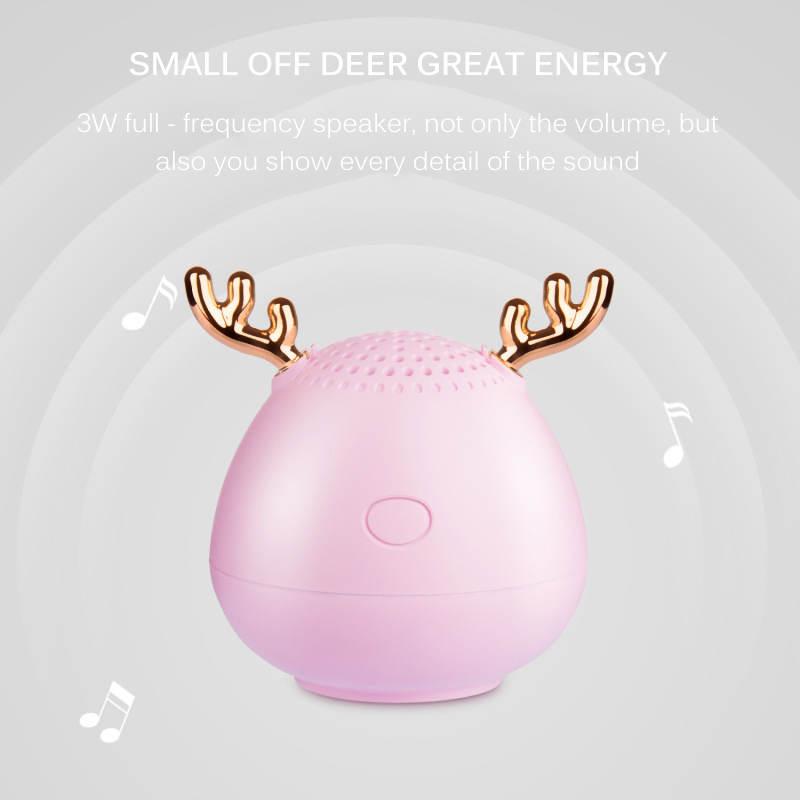 Mini Cute Antler Speaker Portable Wireless Bluetooth Speaker - White-10