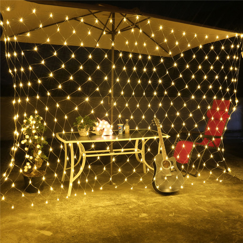 [1,5 m x 1,5 m] Light Light String Mesh Light RGB Lampada Garland Per Natale Decorazione Per Feste di Nozze di Capodanno - Plug Giallo/noi